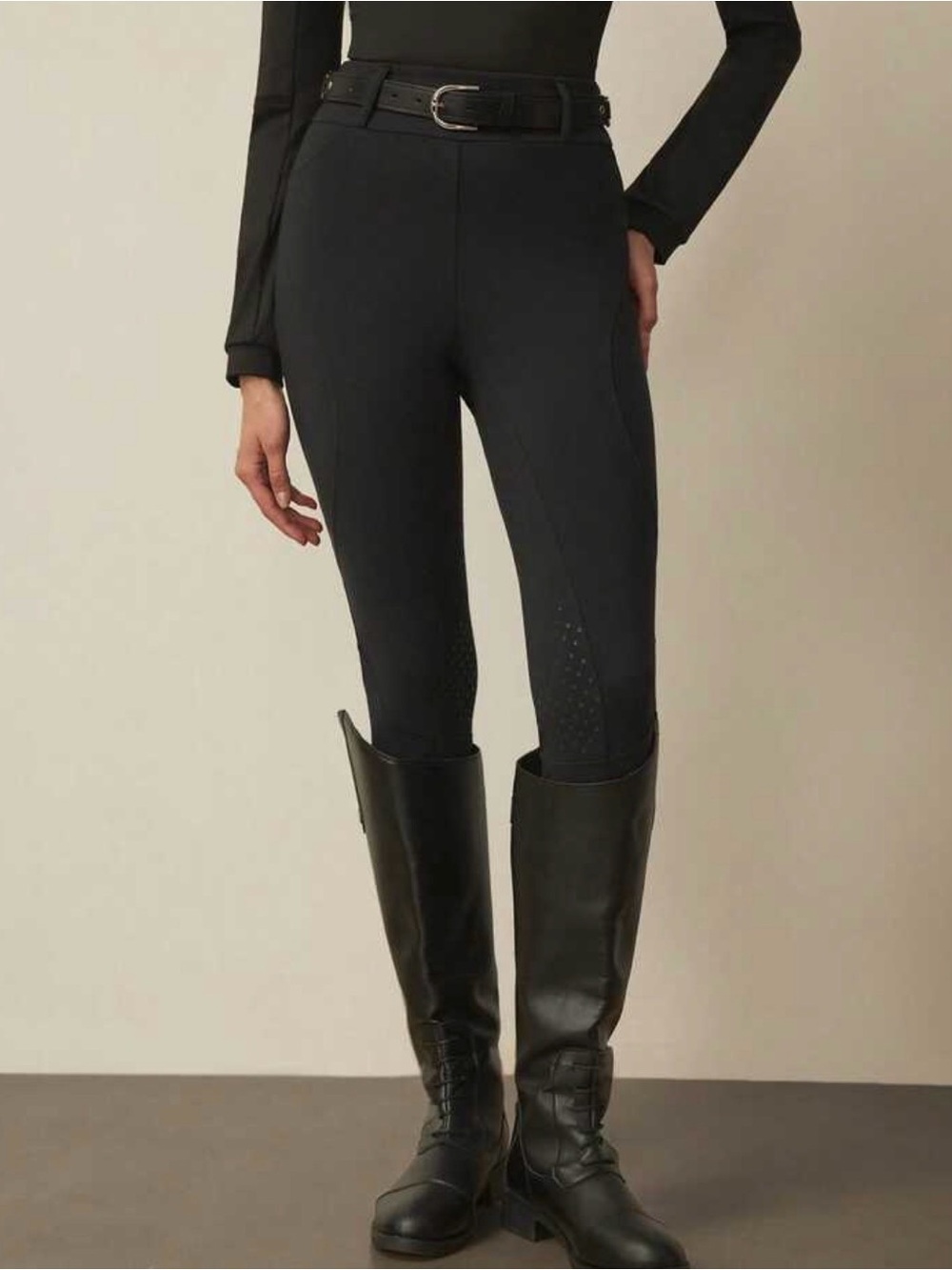 Women's Black High-Waist Equestrian Riding Breeches